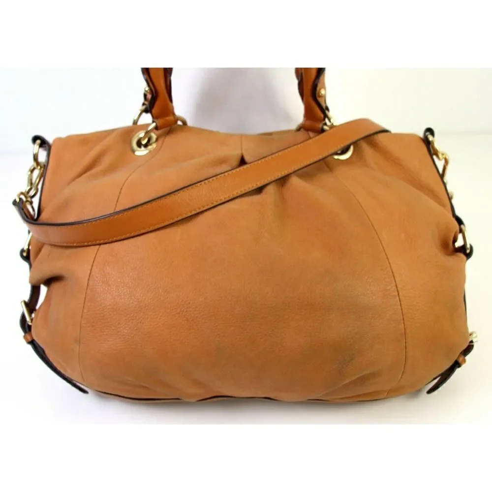 VINCE CAMUTO TAN BROWN GENUINE LEATHER TASSEL SATCHEL HOBO SHOULDER BAG HANDBAG